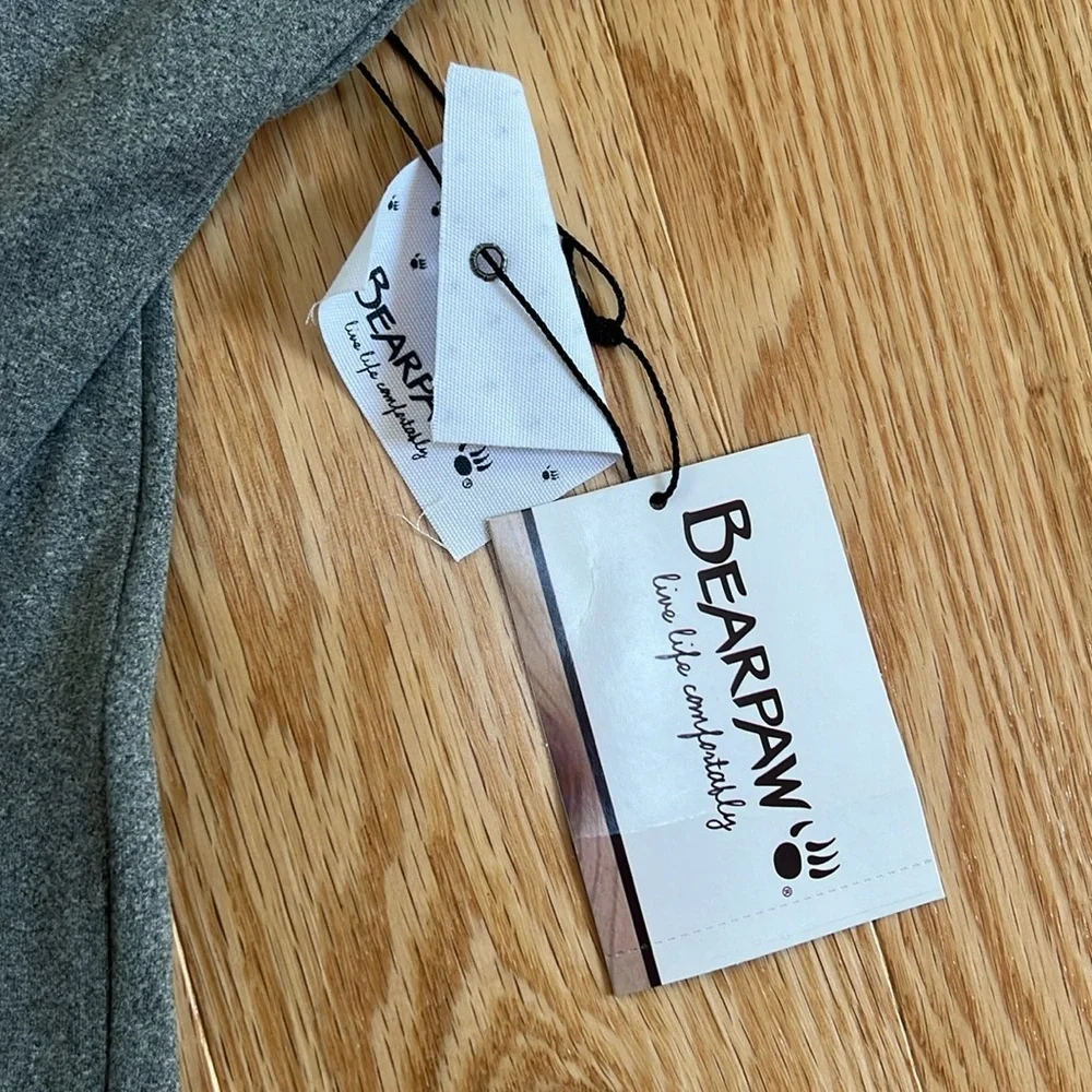 New! BearPaw grey/pink multi two piece pajama set.